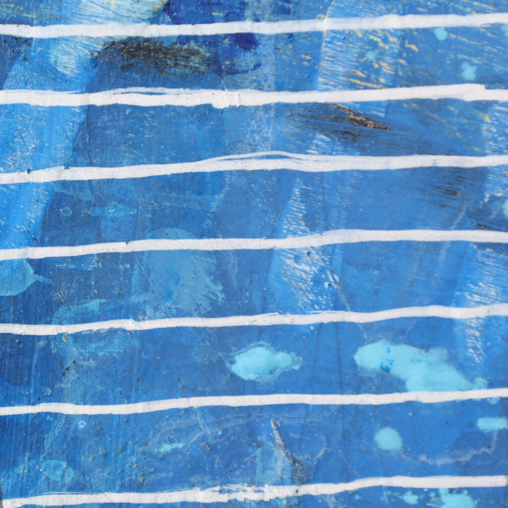 Geometric Lines「Blue line」制作過程:フリーハンドの水平線 | Blue line (Geometric Lines): freehand horizontal lines in progress |