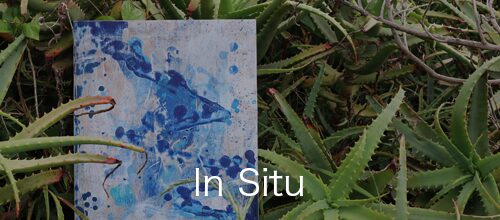 Photographic works documenting the profound dialogue between original abstract paintings and the natural landscape, from the In Situ series by Asahi Tanaka.